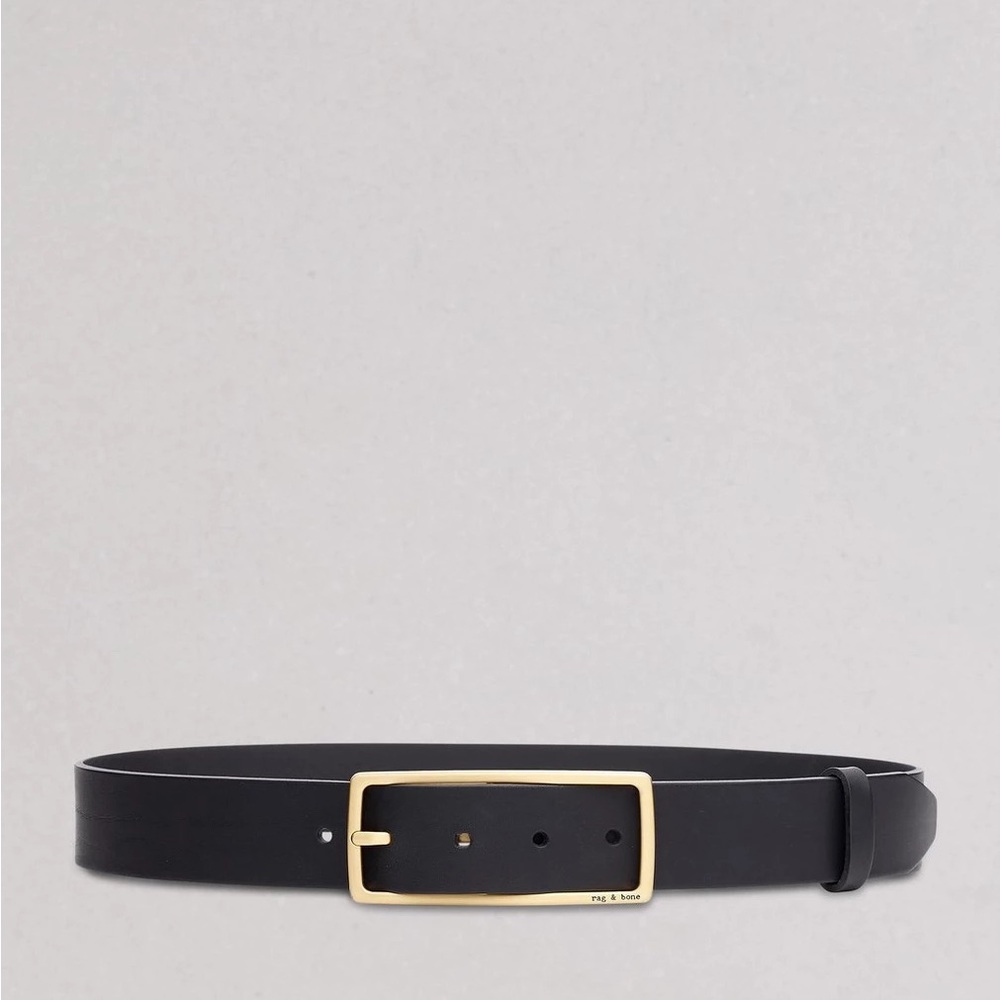 rag & bone Rebound Black Leather Belt, S